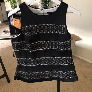 WHBM Black/White lace blouse